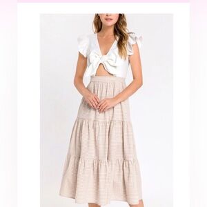 Gingham Flutter Sleeve Dress – Feminine anthropology, English country Large